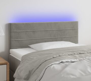 vidaXL LED uzglavlje svjetlosivo 90x5x78/88 cm baršunasto - cover
