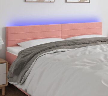 vidaXL LED uzglavlje ružičasto 160x5x78/88 cm baršunasto - cover