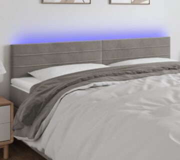vidaXL LED uzglavlje svjetlosivo 200x5x78/88 cm baršunasto - cover