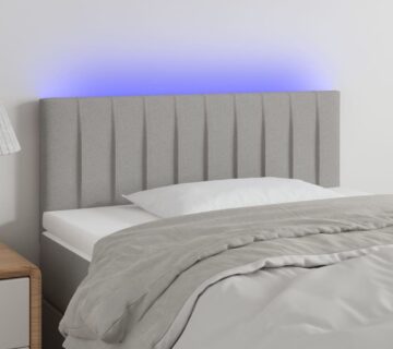 vidaXL LED uzglavlje svjetlosivo 80 x 5 x 78/88 cm od tkanine - cover