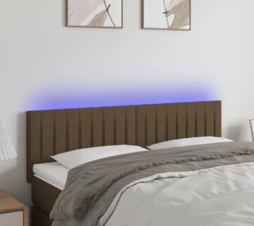 vidaXL LED uzglavlje tamnosmeđe 144x5x78/88 cm od tkanine - cover