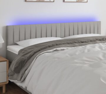 vidaXL LED uzglavlje svjetlosivo 180x5x78/88 cm od tkanine - cover