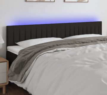 vidaXL LED uzglavlje crno 180x5x78/88 cm od tkanine - cover