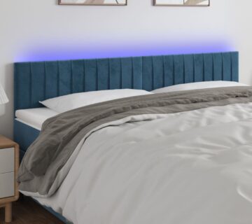 vidaXL LED uzglavlje tamnoplavo 180x5x78/88 cm baršunasto - cover