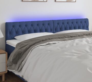 vidaXL LED uzglavlje plavo 180 x 7 x 78/88 cm od tkanine - cover
