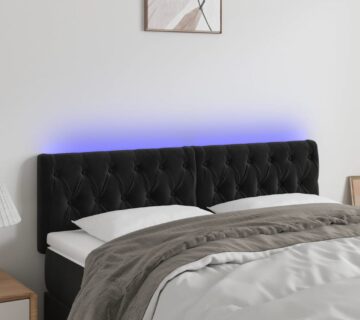 vidaXL LED uzglavlje crno 160x7x78/88 cm baršunasto - cover