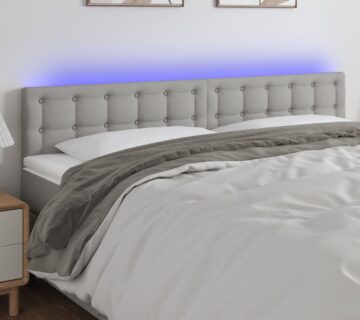 vidaXL LED uzglavlje svjetlosivo 160x5x78/88 cm od tkanine - cover