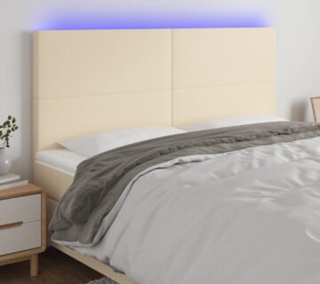 vidaXL LED uzglavlje krem 160x5x118/128 cm od tkanine - cover
