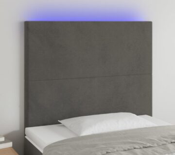 vidaXL LED uzglavlje tamnosivo 90x5x118/128 cm baršunasto - cover
