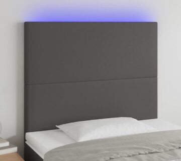 vidaXL LED uzglavlje sivo 90x5x118/128 cm od umjetne kože - cover