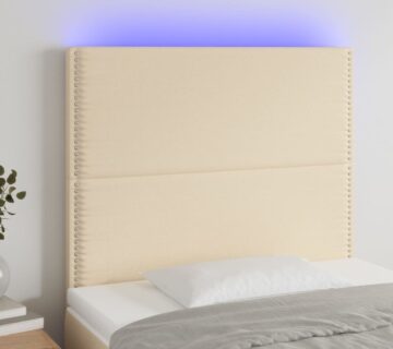 vidaXL LED uzglavlje krem 100x5x118/128 cm od tkanine - cover