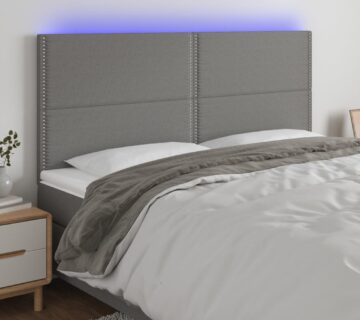 vidaXL LED uzglavlje tamnosivo 160x5x118/128 cm od tkanine - cover