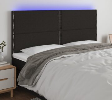 vidaXL LED uzglavlje crno 180x5x118/128 cm od tkanine - cover