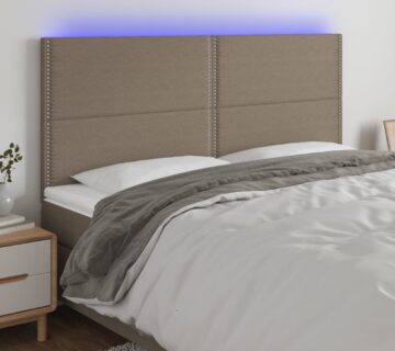vidaXL LED uzglavlje smeđesivo 180x5x118/128 cm od tkanine - cover