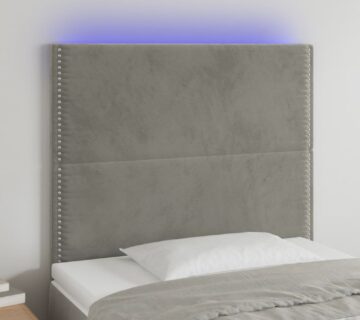 vidaXL LED uzglavlje svjetlosivo 80x5x118/128 cm baršunasto - cover