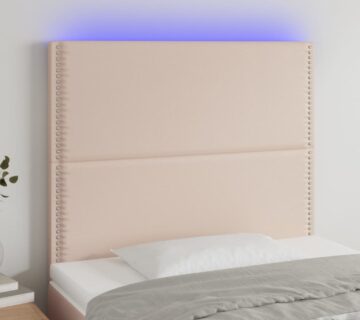 vidaXL LED uzglavlje boja cappuccina 80x5x118/128 cm od umjetne kože - cover