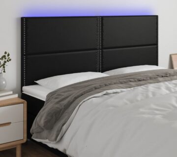vidaXL LED uzglavlje crno 160x5x118/128 cm od umjetne kože - cover