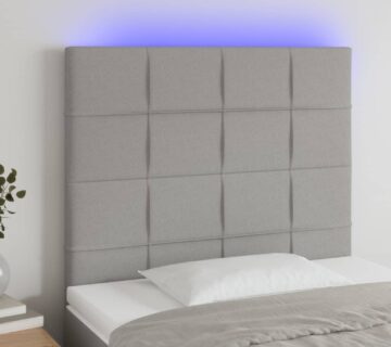 vidaXL LED uzglavlje svjetlosivo 90x5x118/128 cm od tkanine - cover