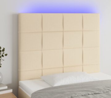 vidaXL LED uzglavlje krem 100x5x118/128 cm od tkanine - cover