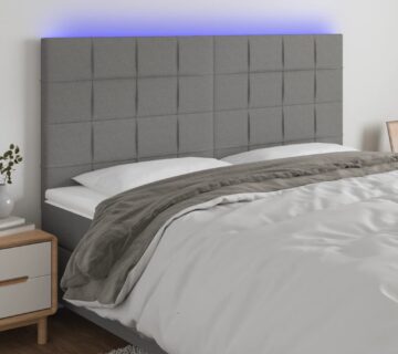 vidaXL LED uzglavlje tamnosivo 160x5x118/128 cm od tkanine - cover