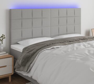vidaXL LED uzglavlje svjetlosivo 180x5x118/128 cm od tkanine - cover