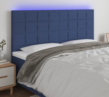 vidaXL LED uzglavlje plavo 180x5x118/128 cm od tkanine - cover