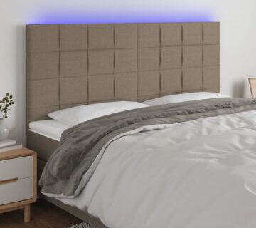 vidaXL LED uzglavlje smeđesivo 200x5x118/128 cm od tkanine - cover