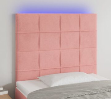 vidaXL LED uzglavlje ružičasto 80x5x118/128 cm baršunasto - cover