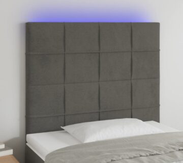 vidaXL LED uzglavlje tamnosivo 100x5x118/128 cm baršunasto - cover