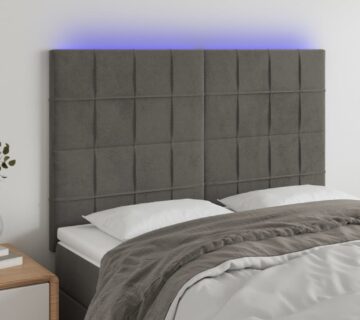vidaXL LED uzglavlje tamnosivo 144x5x118/128 cm baršunasto - cover