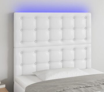 vidaXL LED uzglavlje bijelo 90x5x118/128 cm od umjetne kože - cover