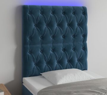 vidaXL LED uzglavlje tamnoplavo 80x7x118/128 cm baršunasto - cover