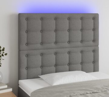 vidaXL LED uzglavlje tamnosivo 80x5x118/128 cm od tkanine - cover