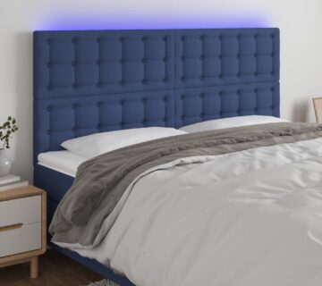 vidaXL LED uzglavlje plavo 200x5x118/128 cm od tkanine - cover