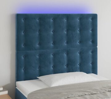 vidaXL LED uzglavlje tamnoplavo 80x5x118/128 cm baršunasto - cover