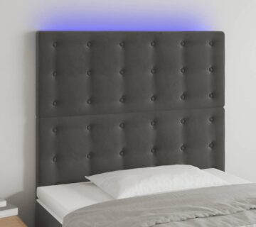 vidaXL LED uzglavlje tamnosivo 100x5x118/128 cm baršunasto - cover