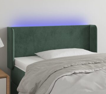 vidaXL LED uzglavlje tamnozeleno 93x16x78/88 cm baršunasto - cover