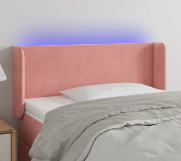 vidaXL LED uzglavlje ružičasto 93x16x78/88 cm baršunasto - cover