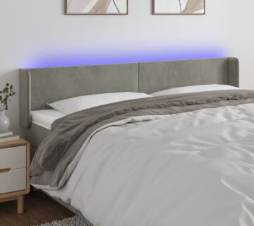 vidaXL LED uzglavlje svjetlosivo 183x16x78/88 cm baršunasto - cover