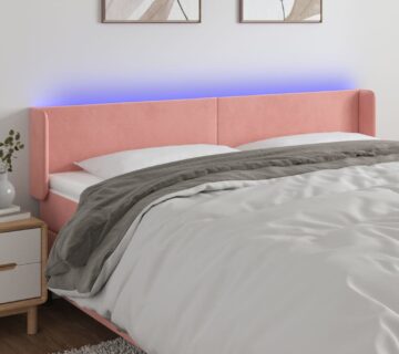 vidaXL LED uzglavlje ružičasto 183x16x78/88 cm baršunasto - cover