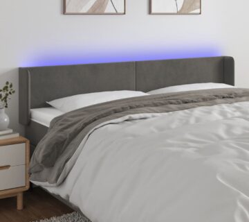 vidaXL LED uzglavlje tamnosivo 203x16x78/88 cm baršunasto - cover