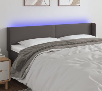 vidaXL LED uzglavlje sivo 163x16x78/88 cm od umjetne kože - cover