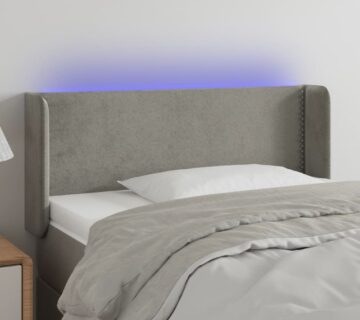 vidaXL LED uzglavlje svjetlosivo 93x16x78/88 cm baršunasto - cover
