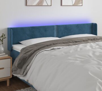 vidaXL LED uzglavlje tamnoplavo 203x16x78/88 cm baršunasto - cover