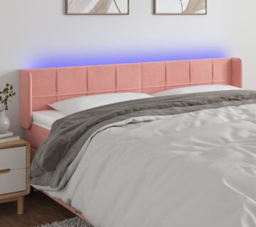 vidaXL LED uzglavlje ružičasto 163x16x78/88 cm baršunasto - cover
