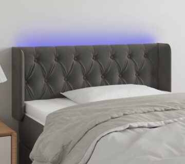 vidaXL LED uzglavlje tamnosivo 103x16x78/88 cm baršunasto - cover