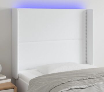 vidaXL LED uzglavlje bijelo 103x16x118/128 cm od umjetne kože - cover