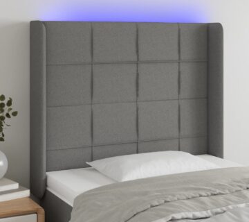 vidaXL LED uzglavlje tamnosivo 93 x 16 x 118/128 cm od tkanine - cover
