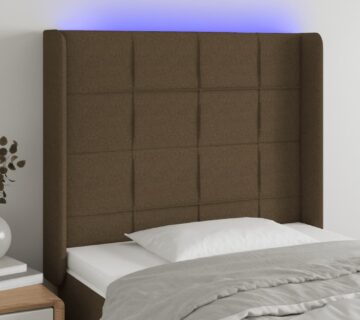 vidaXL LED uzglavlje tamnosmeđe 93x16x118/128 cm od tkanine - cover