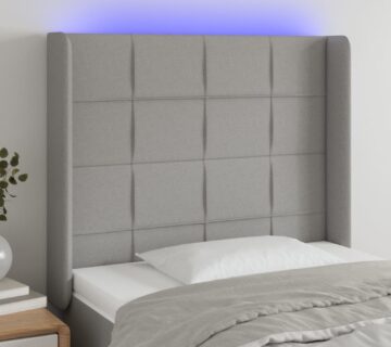 vidaXL LED uzglavlje svjetlosivo 103 x 16 x 118/128 cm od tkanine - cover